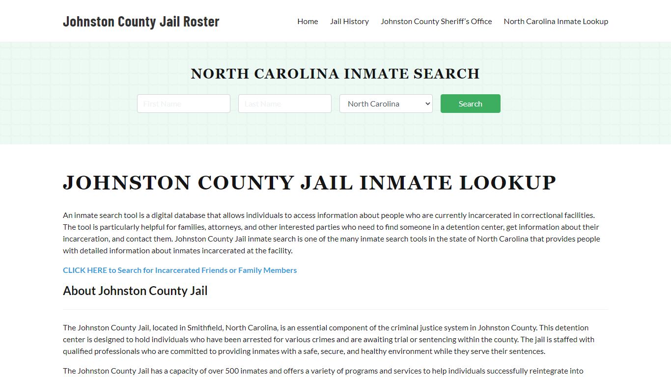 Johnston County Jail Roster Lookup, NC, Inmate Search